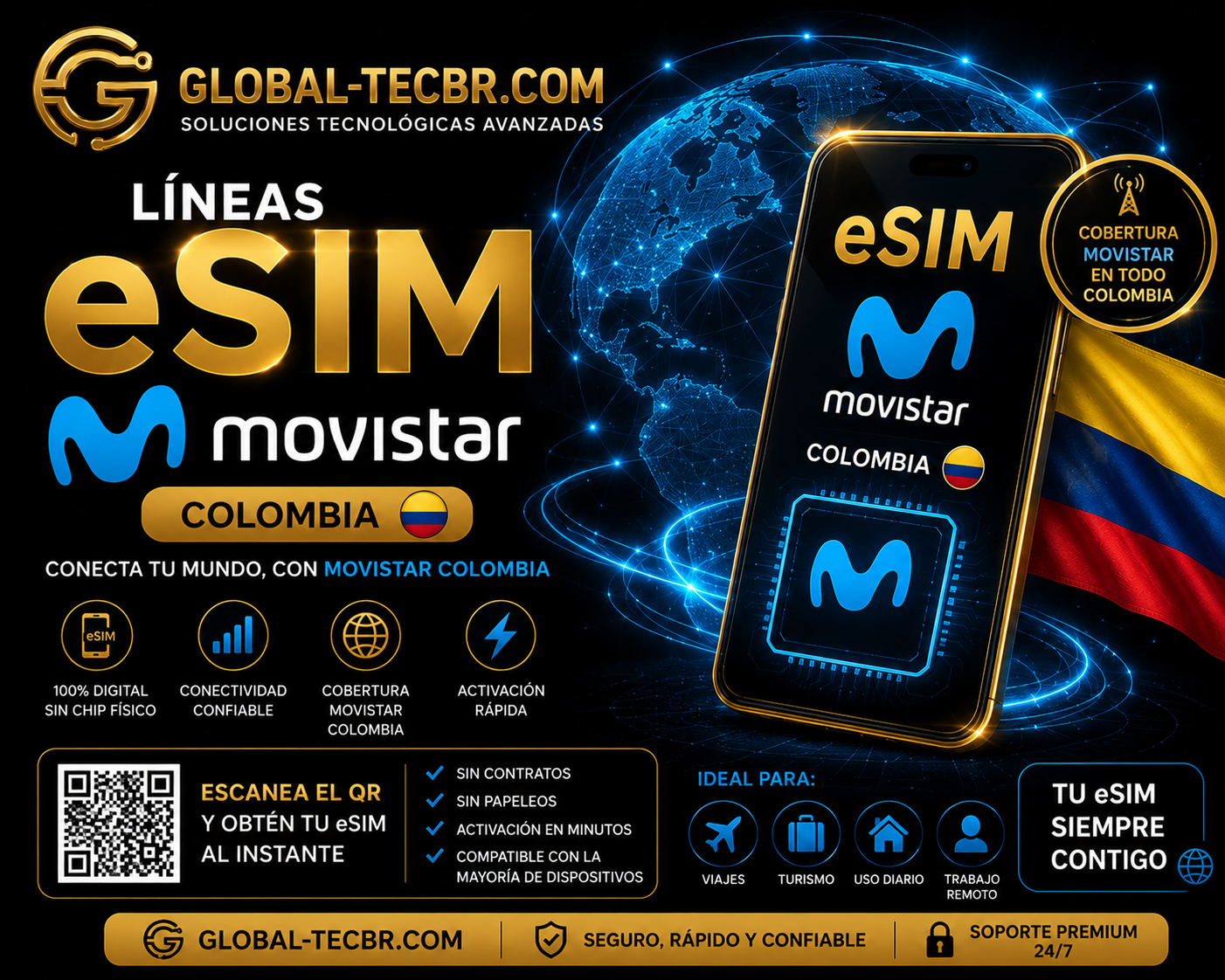 ESIM MOVISTAR COLOMBIA [INSTANT - AUTO API]