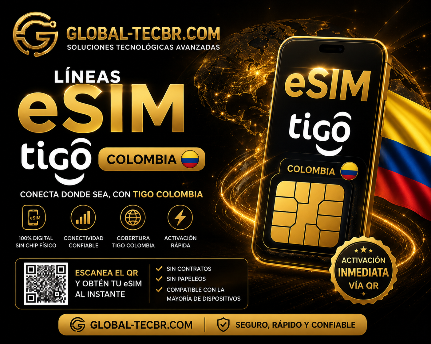 ESIM TIGO COLOMBIA [INSTANT - AUTO API]